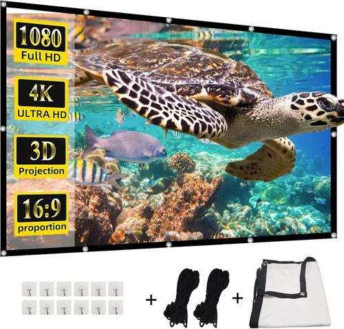 Miniatura 8 de Pantalla de proyector, HUANYINGBJB 4K 16:9 HD, pantallas de proyector traseras frontales, pantalla de proyección plegable, de doble cara, portátil