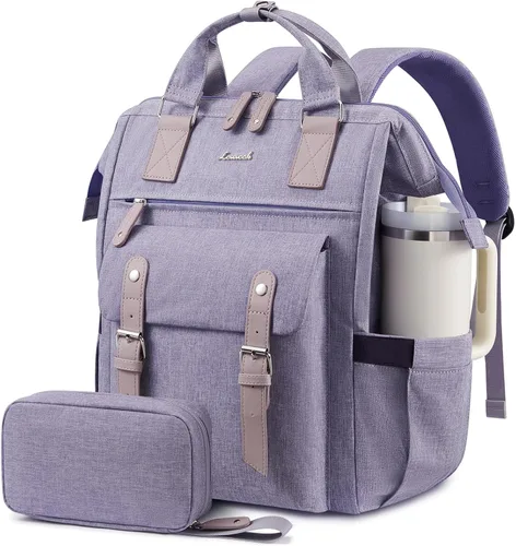 Miniatura 34 de LOVEVOOK - Mochila para laptop de mujer, bolsa de trabajo, viaje, computadora, mochila para maestra o enfermera, bolsa para libros, beige verde