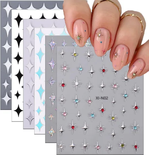 Miniatura 8 de Calcomanías de uñas de San Valentín, 6 unidades, calcomanías de uñas de corazón 3D, autoadhesivas, calcomanías de arte de uñas, diseño de flores