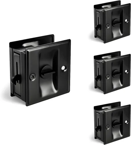 Miniatura 11 de HOMOTEK Cerradura de Puerta Corrediza de Privacidad con Tirador - Reemplaza el Hardware de Cerraduras de Bolsillo Viejas o Dañadas Rápida y Negro