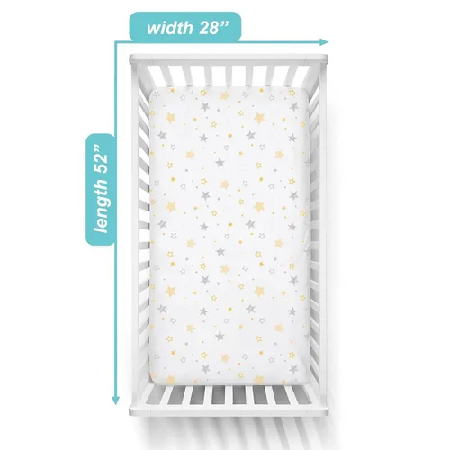 Miniatura 5 de American Baby Company Paquete de 3 sábanas bajeras para cuna de 100 % algodón natural de 52 x 28 pulgadas, suaves, transpirables, hipoalergénicas