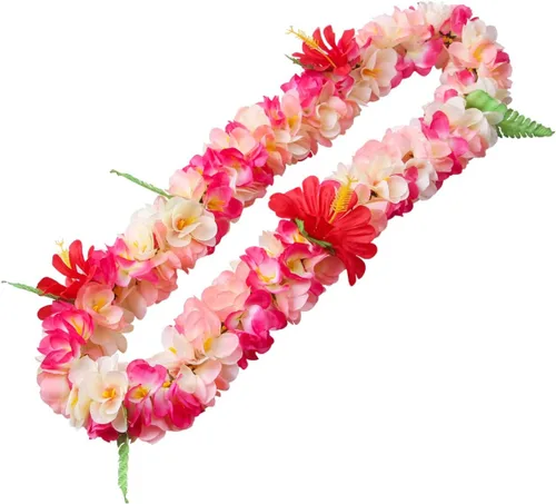 1 collar hawaiano de Leis de flores tropicales para niños y adultos, decoración hawaiana de Luau, playa, boda, cumpleaños, graduación, fiesta,