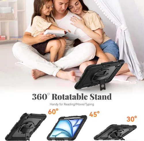 Miniatura 7 de BLOSOMEET Funda para iPad Air de 11 pulgadas M3 2025 y M2 2024 con protector de pantalla de vidrio templado y soporte para lápiz, funda para iPad