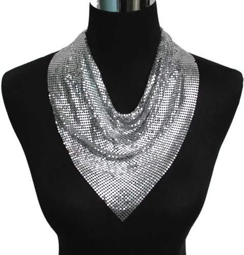 Miniatura 3 de MANILAI - Collar de metal grueso para mujer, gargantilla estilo babero