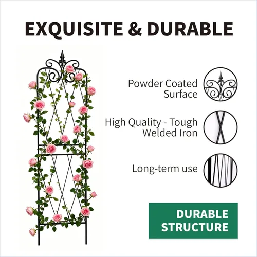 Miniatura 3 de Garden Enrejado para plantas trepadoras, 59 x 15 pulgadas, enrejados de metal inoxidables para plantas trepadoras al aire libre, estructuras