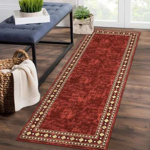 Miniatura 8 de WESTLOOM Alfombra de pasillo de 2 x 6 pies, lavable, moderna, con bordes, antideslizante, resistente a las manchas, borde geométrico, alfombra