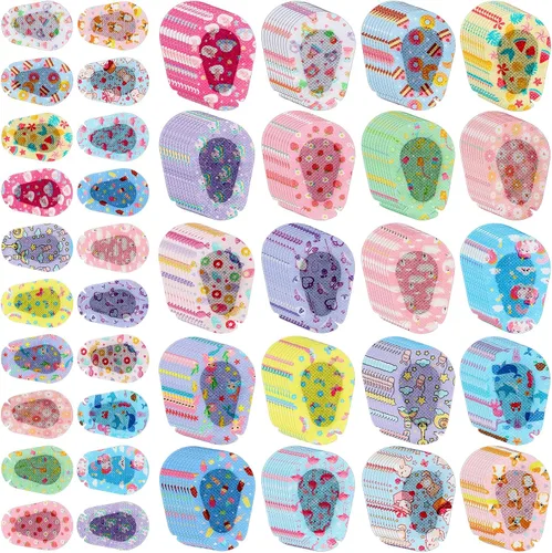 Miniatura 8 de Copkim 100 parches adhesivos para los ojos para niños y niñas, lindo parche para ojos de niños pequeños, colorido y transpirable, parche perezoso