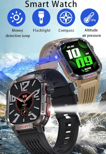 Miniatura 2 de Reloj inteligente para hombre, deportes al aire libre, impermeable, brújula con respuesta/hacer llamadas, reloj de fitness, oxígeno en sangre