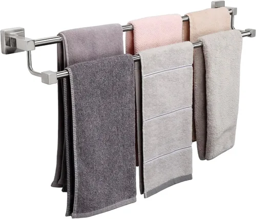 Miniatura 11 de TocTen Barra Doble para Toallas de Baño - Toallero de Acero Inoxidable SUS304 Reforzado para Baño, Accesorios de Baño Barra Doble para Toallas