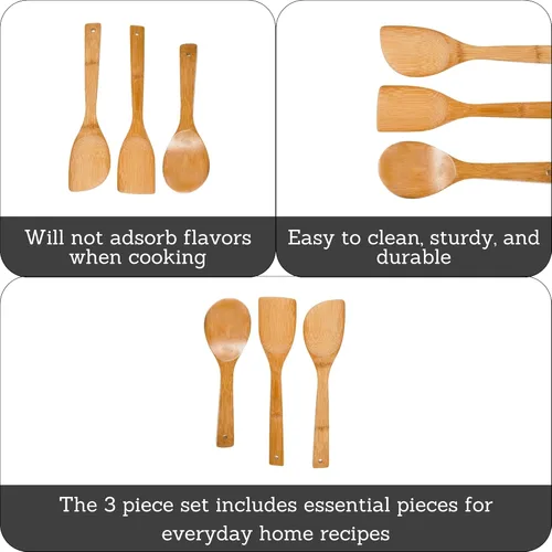 Miniatura 2 de IMUSA USA Cookware - Juego de cucharas (3 piezas, bambú)