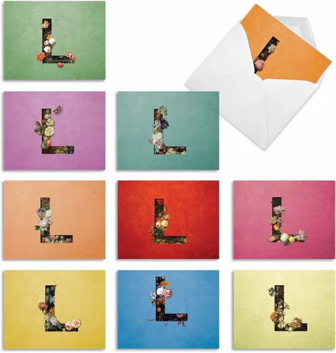 Miniatura 12 de The Best Card Company - 10 cartas iniciales "S" surtidas en blanco, hermosas flores, papeleras personales de 4 x 5.12 pulgadas, paquete variado a
