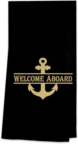 Miniatura 9 de OHSUL Toallas de playa altamente absorbentes con ancla de barco, toallas de cocina, toallas de baño, toallas de mano de anclaje azul marino