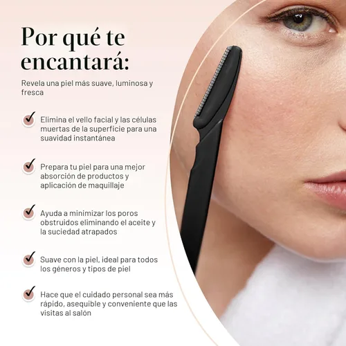 Miniatura 3 de Kitsch Dermaplane - Maquinilla de afeitar facial para mujeres y hombres, maquinillas de afeitar para cejas y afeitadora facial - Maquinilla de Negro