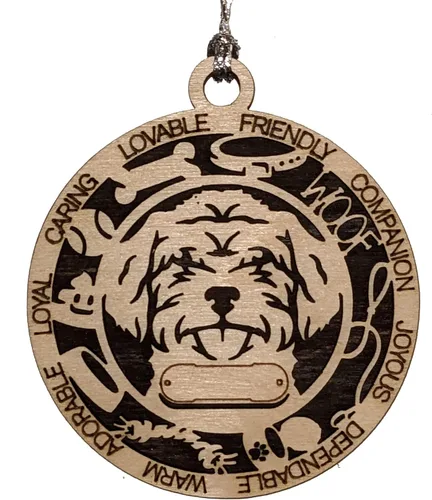 Miniatura 102 de Adorno de Navidad personalizado de madera para perro de 3 pulgadas, nombre y texto personalizables, hecho a mano en Estados Unidos, diseño de corte