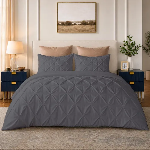Miniatura 21 de SLEEP-NEST Luxuries - Funda de edredón plisada decorativa, tamaño individual/individual XL, 68 x 90 pulgadas, 3 piezas, con cierre de cremallera