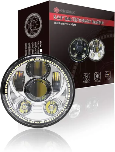 Miniatura 5 de Wisamic Faro delantero LED de motocicleta de 5.75 pulgadas con halo DRL compatible con Harley Davidson Dyna Street Bob Super Wide Glide Low Rider