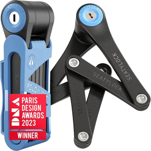Seatylock FoldyLock Mini Candado Plegable para Bicicleta - Candado de Bicicleta Ligero Patentado de Servicio Pesado - Protector Antirrobo con Llave