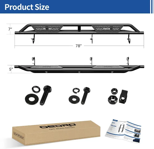 Miniatura 8 de OEDRO Estribos compatibles con Chevy Colorado/GMC Canyon Crew Cab 2015-2026, barras Nerf con barras laterales negras texturizadas