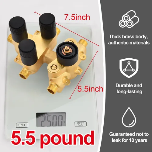 Miniatura 6 de Válvula de ducha termostática de 3 vías con botón pulsador, grifo de latón multifunción oculto, mezclador de ducha, kit de válvula desviadora