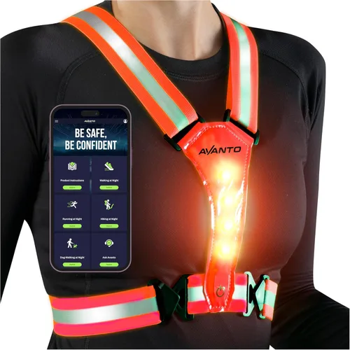 Miniatura 10 de Chaleco Reflectante LED Avanto, Original, Equipo Reflectante para Correr Recargable USB-C, Luces para Corredores, Equipo de Alta Visibilidad