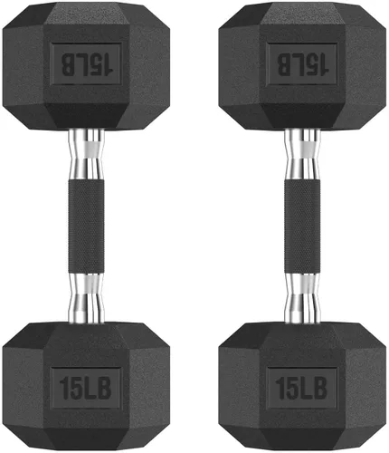 Miniatura 33 de HANDBODE Juego de 2 mancuernas hexagonales de 2.5 a 65 libras con revestimiento de goma, mancuernas para ejercicio y fitness, peso de mano