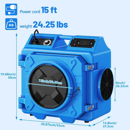 Miniatura 2 de Depurador de aire con filtración de 3 etapas, depurador de aire HEPA de 550 CFM de grado industrial, limpiador de aire resistente con filtro