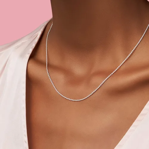 Miniatura 5 de PANDORA Joyería Collar clásico de cadena de cable Regalo para ella Plata de ley 17.7 pulgadas