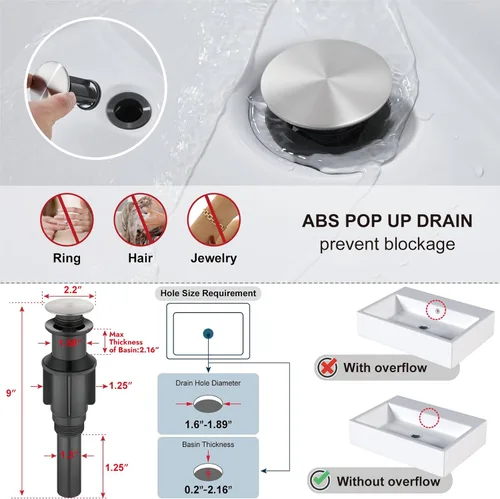 Miniatura 6 de Midanya Grifos altos de lavabo de cascada para lavabo, lavabo, lavabo de una sola manija, 1 agujero, moderno, con mangueras de drenaje emergentes