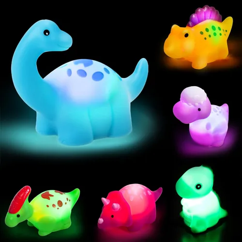 Miniatura 8 de TOY Life 12 piezas de juguetes de baño de animales que se iluminan para edades 1-3, juguetes de baño luminosos sin agujeros para niños, regalos