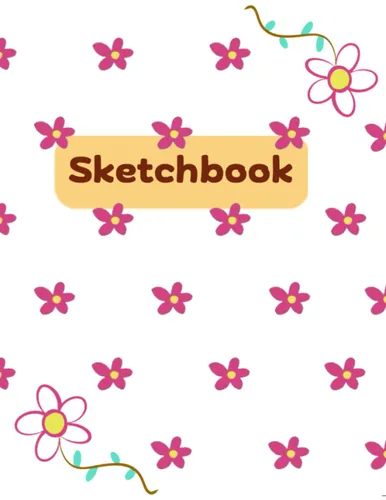 Sketchbook Pink flowers Large Sketch book and Notebook for Girls and Kids Blank Paper for Drawing , Sketching or Doodling - 110 Pages ( 8.5"x11" )