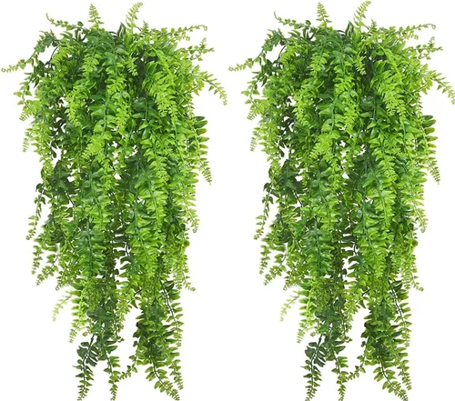 Miniatura 12 de Vid colgante artificial, hojas verdes de hiedra sintética, cadena de plástico, follaje, ratán, sauce, plantas, guirnalda de hojas de vegetación