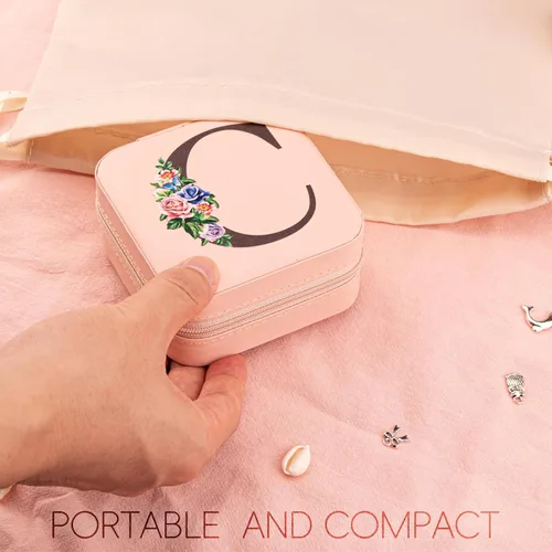 Miniatura 5 de Meschett Joyero de viaje con espejo, organizador de joyas esenciales de viaje, organizador de anillos, collares y aretes, estuche de joyería