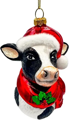 Miniatura 9 de Adorable adorno de gato atigrado con sombrero de Papá Noel, decoraciones navideñas perfectas para los amantes de los gatos, cristal hecho a mano