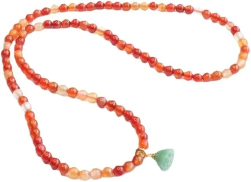Miniatura 5 de YinZhiBoo Pulsera de cuentas de ágata roja natural con corona, cristal