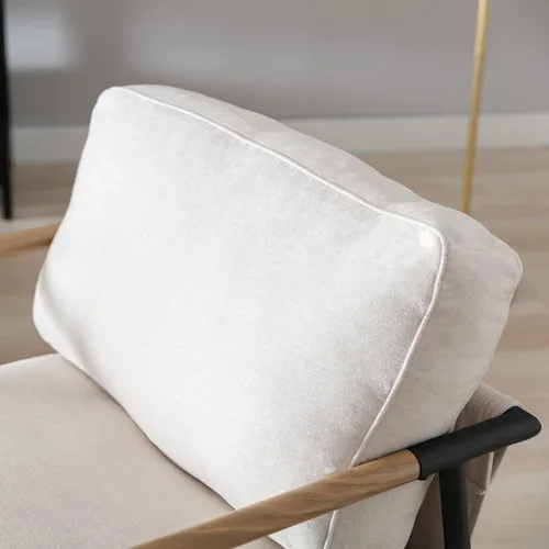 Miniatura 3 de Ya-Home Silla Decorativa de Mediados del Siglo, Silla Suave de Chenille con Patas de Metal Negro, Silla Tapizada de Ocio para Sala de Estar Beige