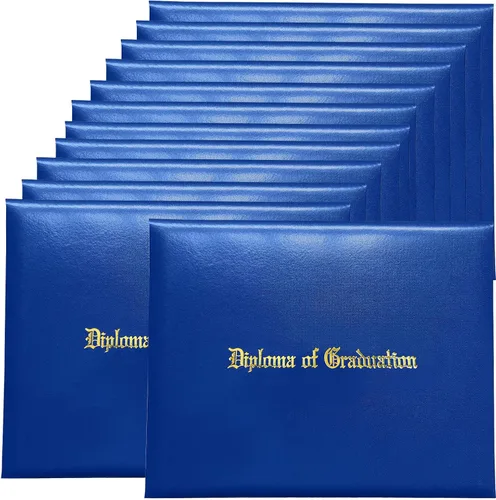 Miniatura 26 de MyGradDay Cubierta de diploma impresa 8.5x11 titular del diploma de graduación cubierta de cuero liso tamaño carta negro