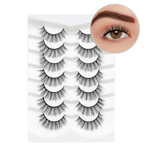 Miniatura 6 de Pestañas postizas suaves de visón sintético, pestañas postizas de 0.47 pulgadas, pestañas postizas rizadas esponjosas 3D, 7 pares K01-Bella