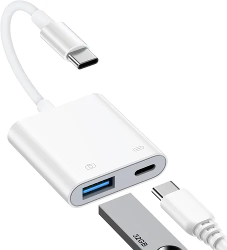 Adaptador USB C OTG, adaptador USB-C 2 en 1 a USB tipo C, cable USB 3.0 divisor cargador para Samsung Galaxy S26 Ultra/S25 FE/S24/Z Flip7/Fold7/A17