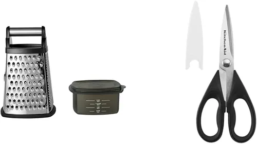 Miniatura 12 de KitchenAid Gourmet - Rallador de caja de acero inoxidable de 4 lados con contenedor de almacenamiento desmontable, 10 pulgadas de alto, negro