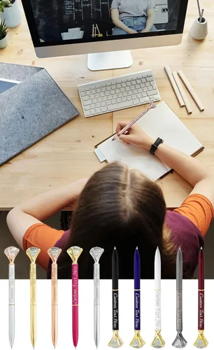 Miniatura 7 de 10 bolígrafos personalizados a granel con diamante, recuerdos de boda, recuerdos grabados con nombre, logotipo, texto para negocios, fiestas