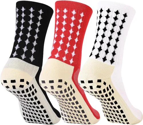 wonhag Calcetines de fútbol para hombre antideslizantes 134 pares de almohadillas antideslizantes para fútbol, baloncesto, deportes con pinzas