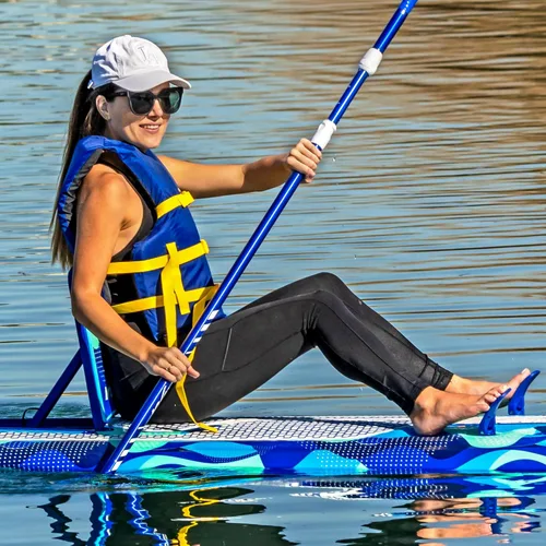 Miniatura 3 de WAVESTORM SUP Kayak híbrido de 9 pies y 6 pies con parte superior suave de espuma para adultos y niños de todos los niveles de kayak de remo, azul
