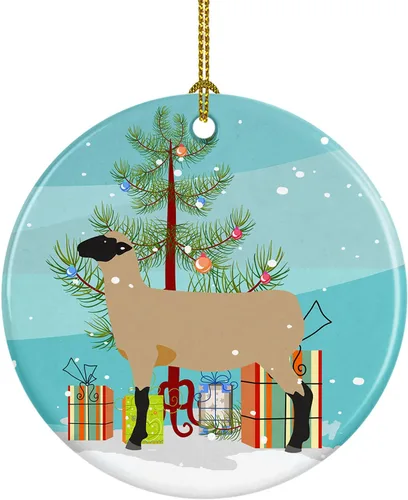Miniatura 30 de Caroline's Treasures Adorno de cerámica de Navidad pintado o de codorniz chino, decoración colgante de árbol de Navidad verde azulado para el hogar