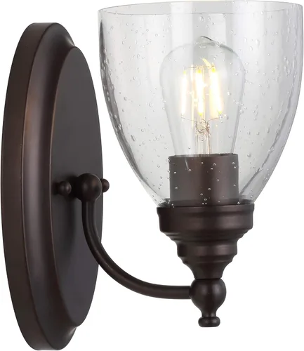 Miniatura 13 de JONATHAN Y Lámpara de pared LED cromada de 5.5 pulgadas, cableado para baño, pantalla de vidrio transparente con semillas, iluminación de pasillo