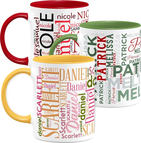 Miniatura 16 de Tazas de café personalizadas con arte de nube de palabras, 12 colores y 9 fuentes artísticas, 11 onzas. Regalos personalizados para parejas, hombres