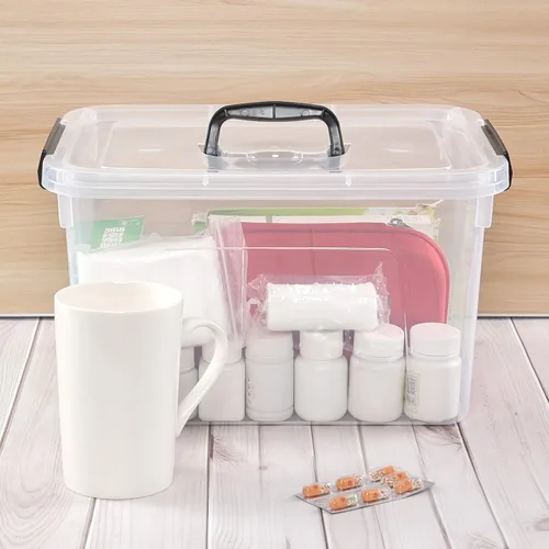 Miniatura 4 de Esdiplot - Paquete de 4 cajas de almacenamiento transparentes con tapa, 10,5 L con cierre de plástico con asas