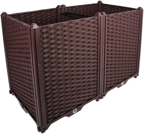 Miniatura 16 de BAOYOUNI - Juego de jardinera cuadrado para jardín elevado, maceta de plástico, caja de cultivo para verduras, hierbas, flores y plantas suculentas