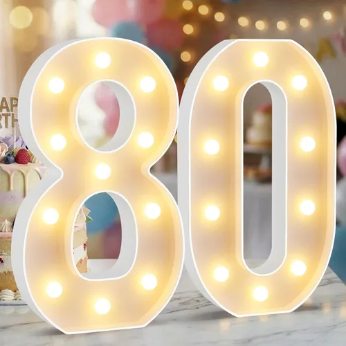 Miniatura 71 de Letrero de números con luz LED de marquesina, letrero de números de cumpleaños iluminado para decoración de fiesta de cumpleaños, pared de bar