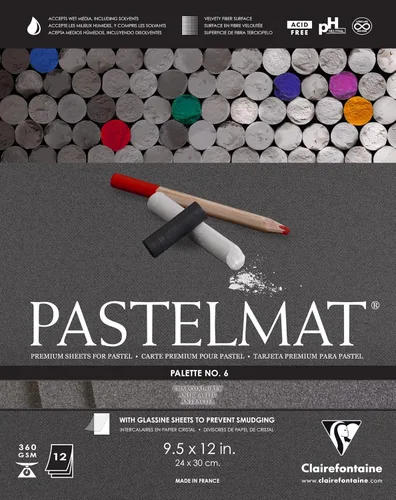 Miniatura 17 de Clairefontaine Pastelmat - Papel especial para pastel (encolado, 30 x 40 cm) - Paleta No. 5 - (12 x 15 3/4 pulgadas) - 360g - 12 hojas - Verde Verde