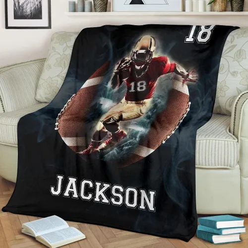 Manta de fútbol personalizada con nombre y número, manta de fútbol personalizada con nombre y número, manta suave para cama, mantas cálidas, regalos